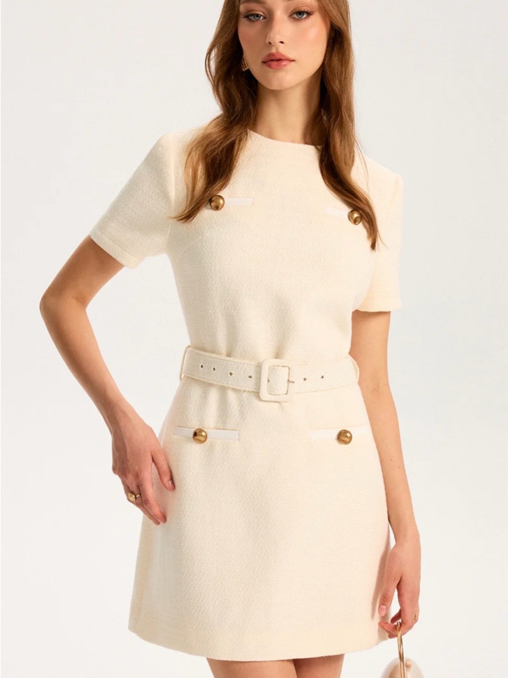 Commense Metal Detail Belted Mini Dress - Large